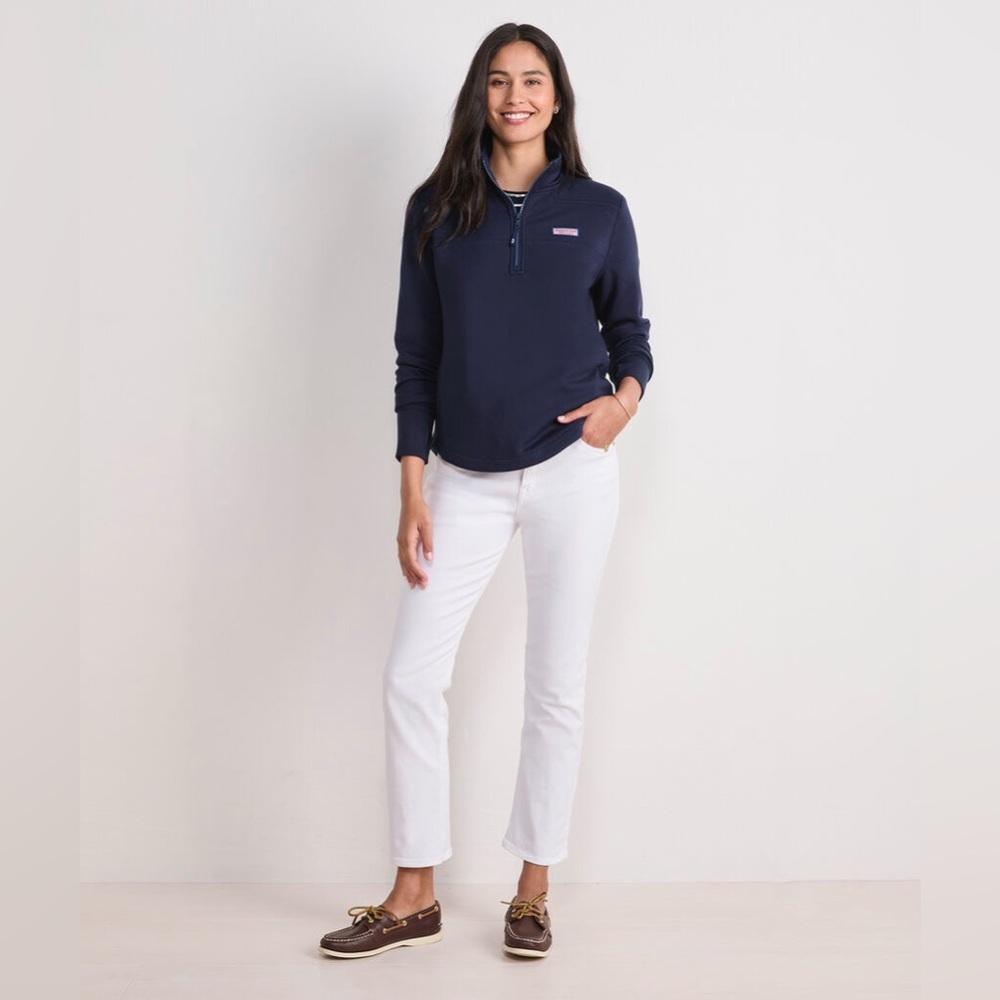 Vineyard Vines Women's Blue Shep Shirt Quarter Zip 100% Cotton Pullover
